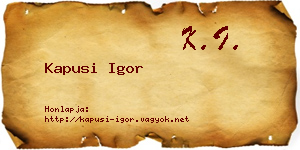 Kapusi Igor névjegykártya